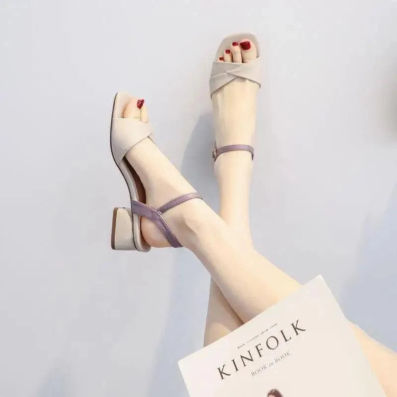 Minimalist black and beige non-slip summer sandals for women