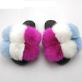 Women’s Faux Fur Slides, Glamorous Fluffy Open Toe House Sandals