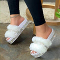 Glitter Fluffy Arch Support Slippers Women's Casual House Slides