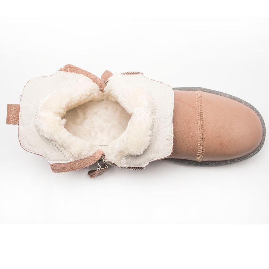 Genuine Leather Waterproof Winter Ankle Boots with Faux Fur Lining