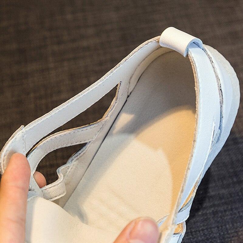 Women's Genuine Leather White Summer Sneakers Comfortable Flats