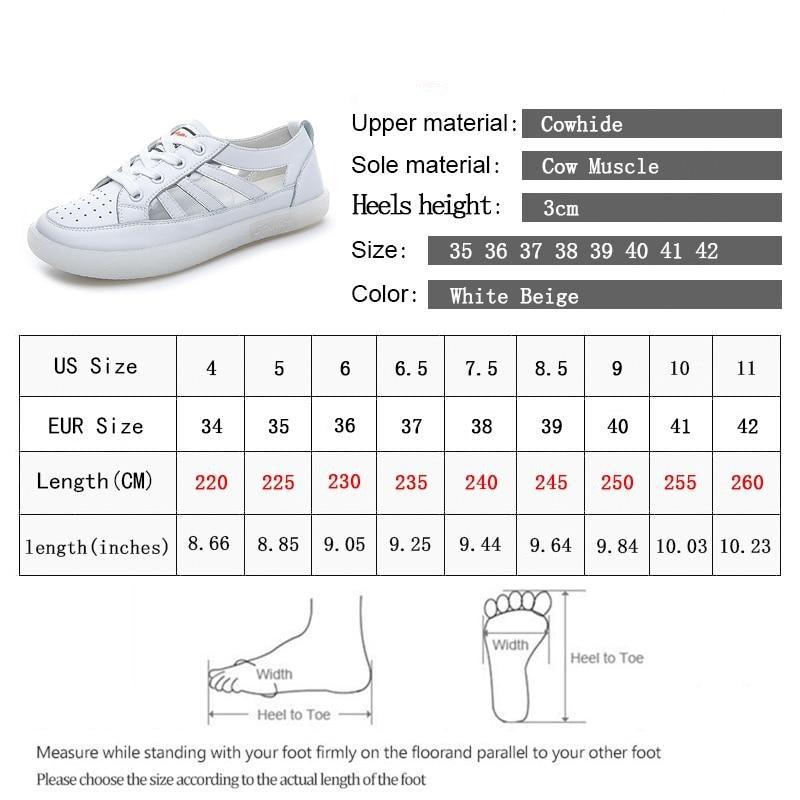 Women's Genuine Leather White Summer Sneakers Comfortable Flats