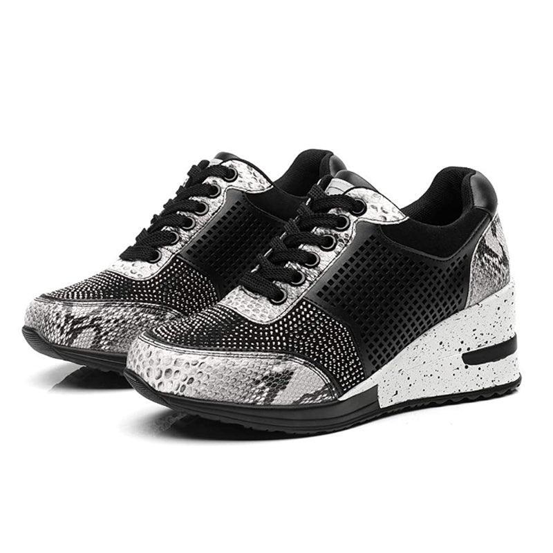 Women’s Gold and Silver Platform Sneakers - Comfortable Walking Shoes