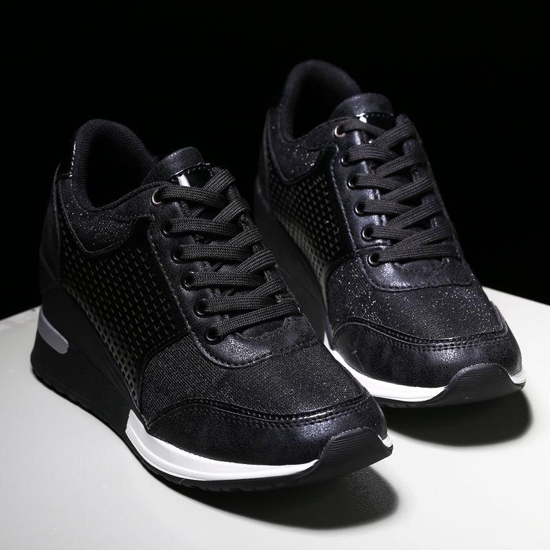 Women’s Gold and Silver Platform Sneakers - Comfortable Walking Shoes