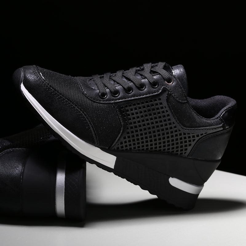 Women’s Gold and Silver Platform Sneakers - Comfortable Walking Shoes