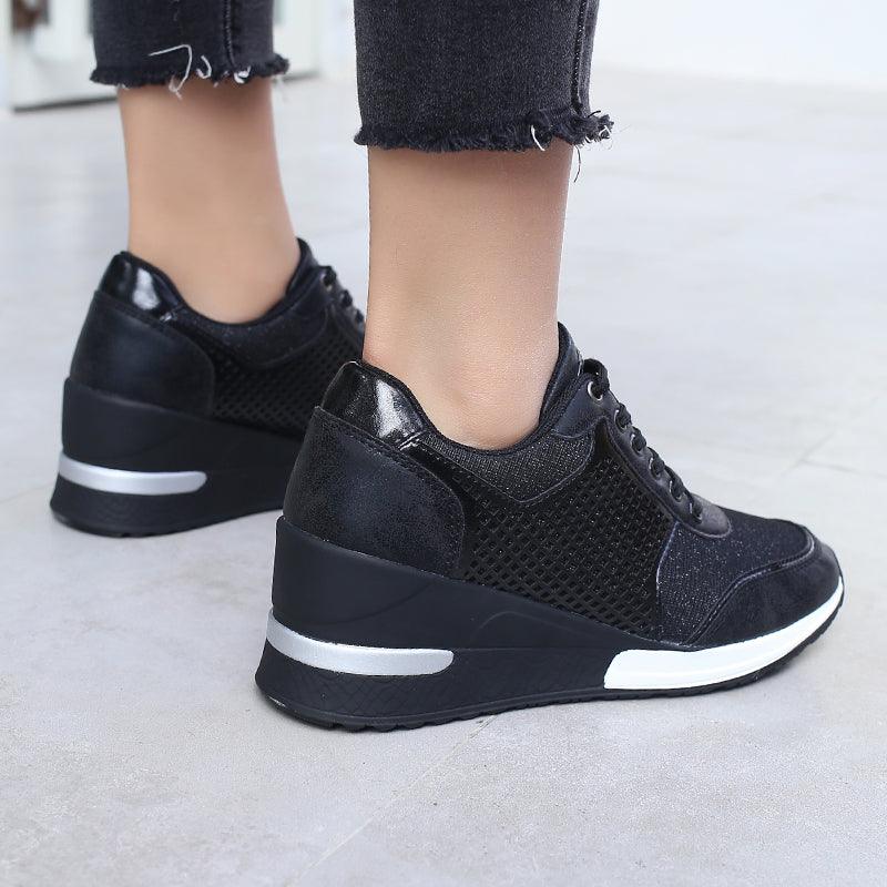 Women’s Gold and Silver Platform Sneakers - Comfortable Walking Shoes