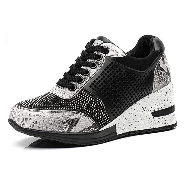 Women’s Gold and Silver Platform Sneakers - Comfortable Walking Shoes
