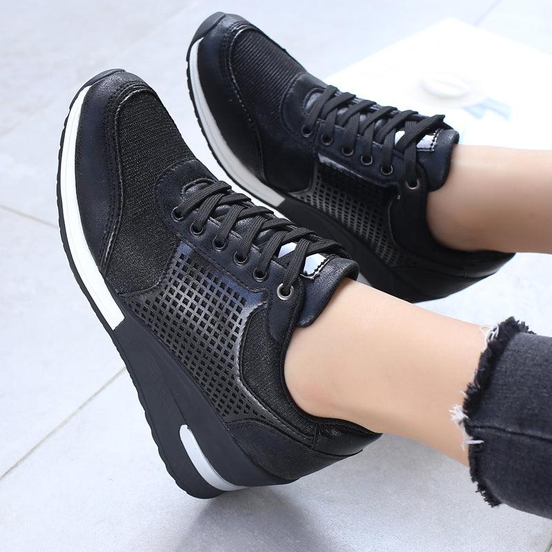 Women’s Gold and Silver Platform Sneakers - Comfortable Walking Shoes