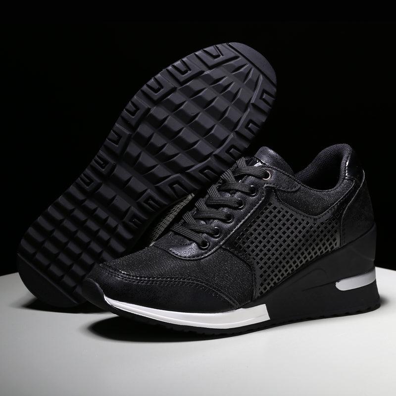 Women’s Gold and Silver Platform Sneakers - Comfortable Walking Shoes