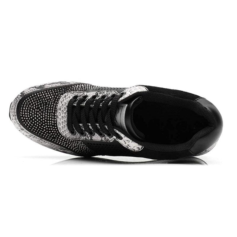 Women’s Gold and Silver Platform Sneakers - Comfortable Walking Shoes