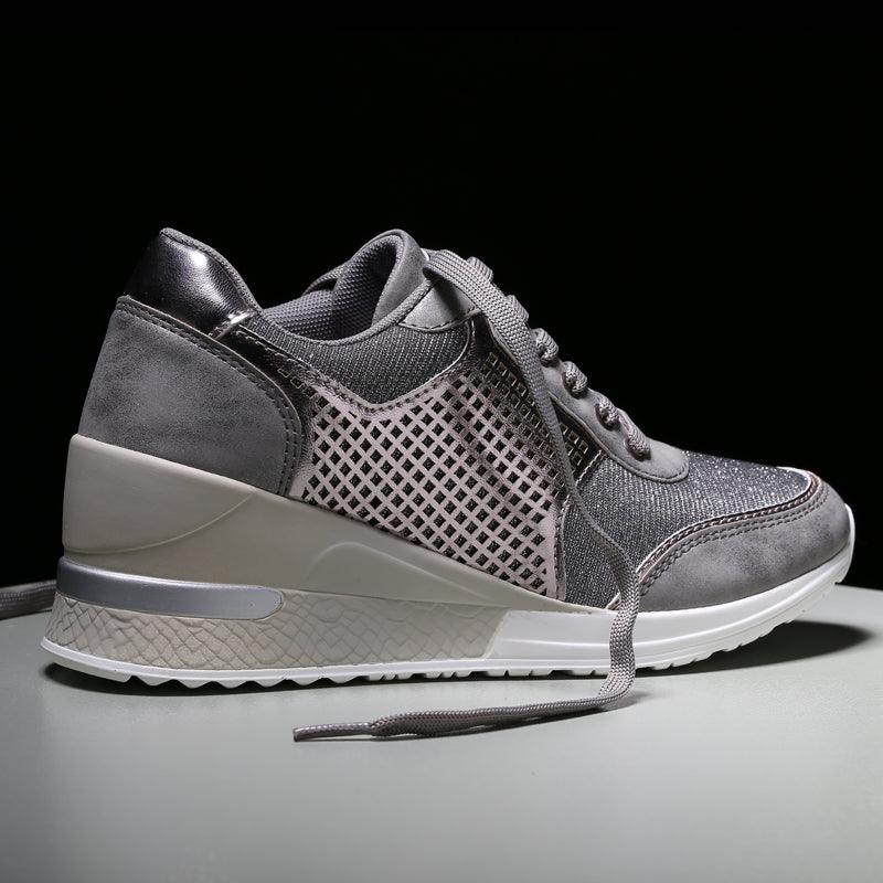 Women’s Gold and Silver Platform Sneakers - Comfortable Walking Shoes