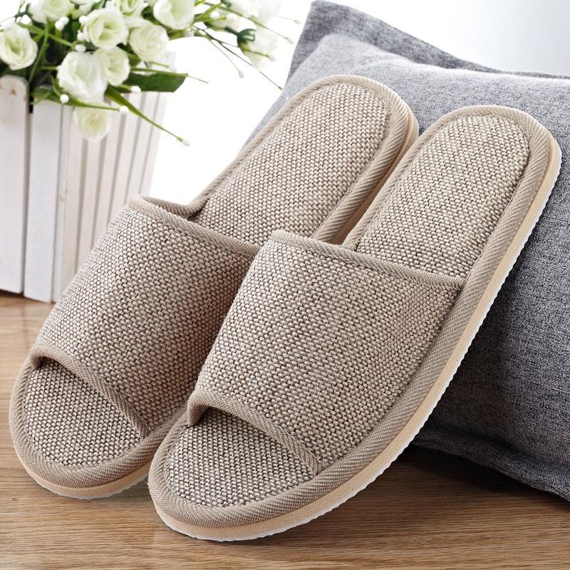 Women's breathable knit house slippers with memory foam lining in a slip-on style