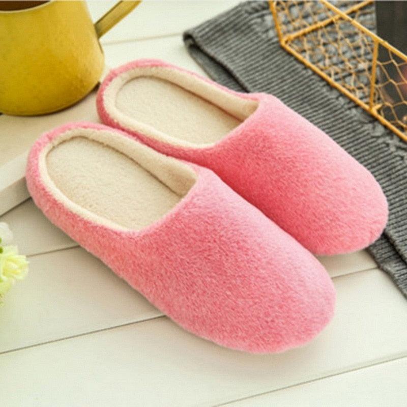 Women Plush Memory Foam Slippers - Soft Indoor House Shoes
