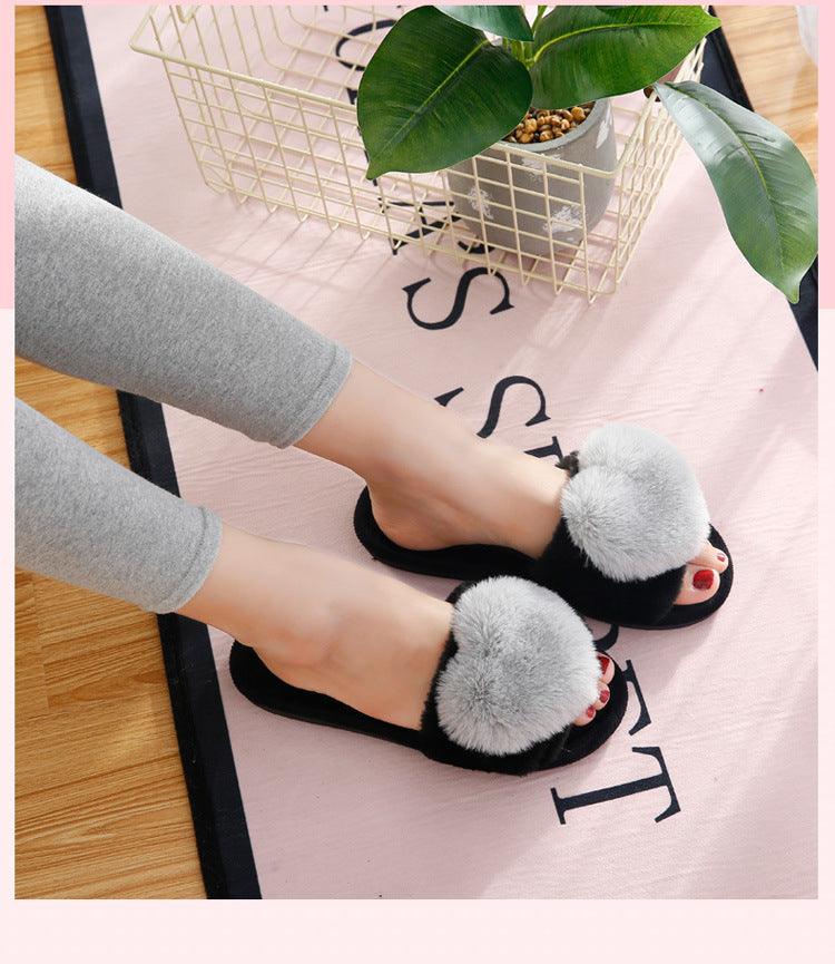 Women's Fluffy Heart Pattern Memory Foam Slippers - Non-Slip Sole