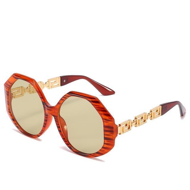 Oversized Hexagon Sunglasses Vintage Geometric Frame