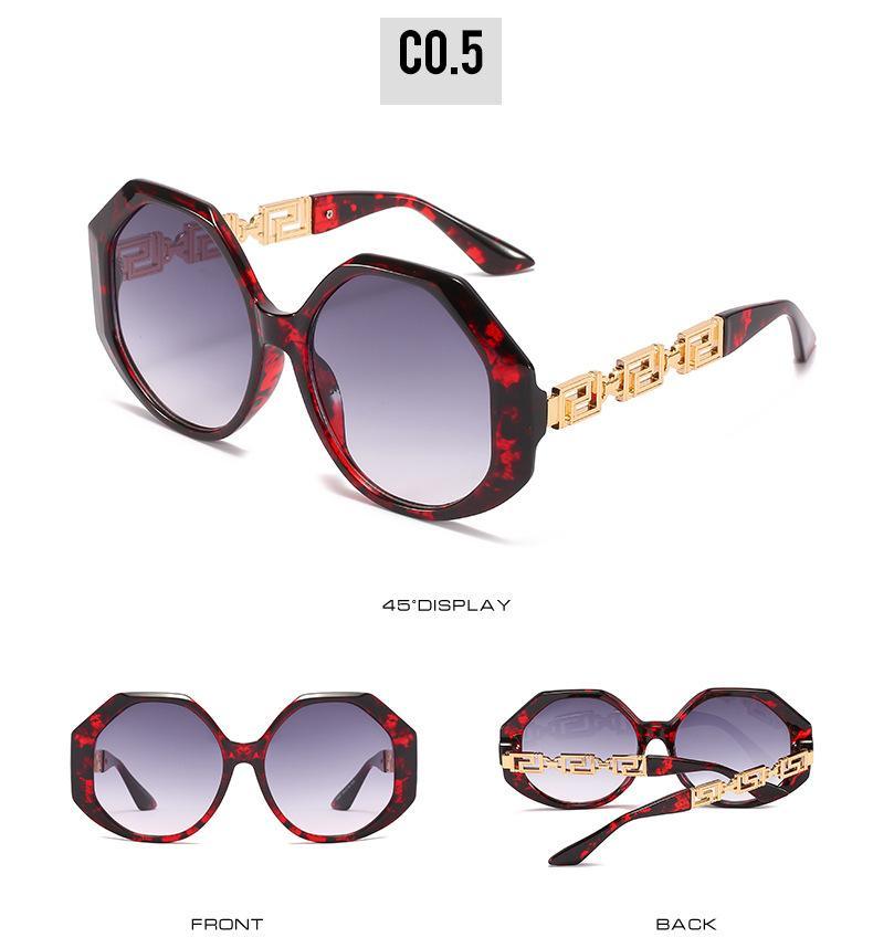 Oversized Hexagon Sunglasses Vintage Geometric Frame
