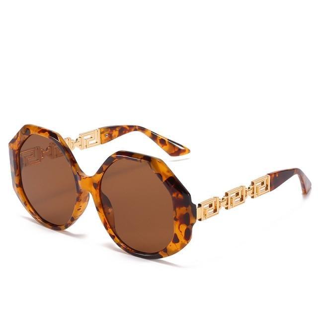 Oversized Hexagon Sunglasses Vintage Geometric Frame
