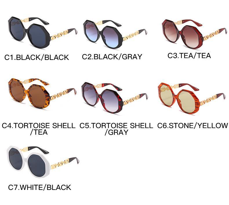 Oversized Hexagon Sunglasses Vintage Geometric Frame