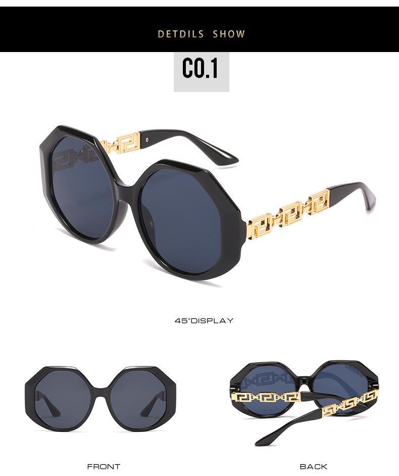 Oversized Hexagon Sunglasses Vintage Geometric Frame