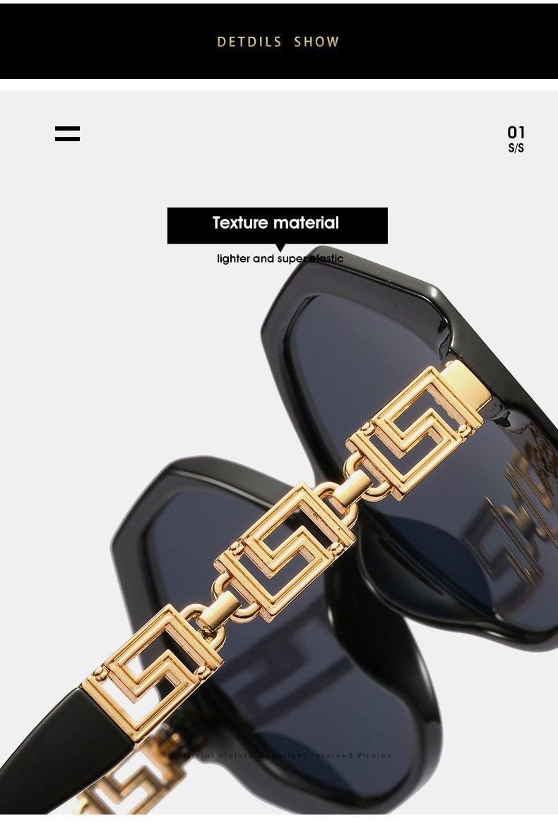 Oversized Hexagon Sunglasses Vintage Geometric Frame