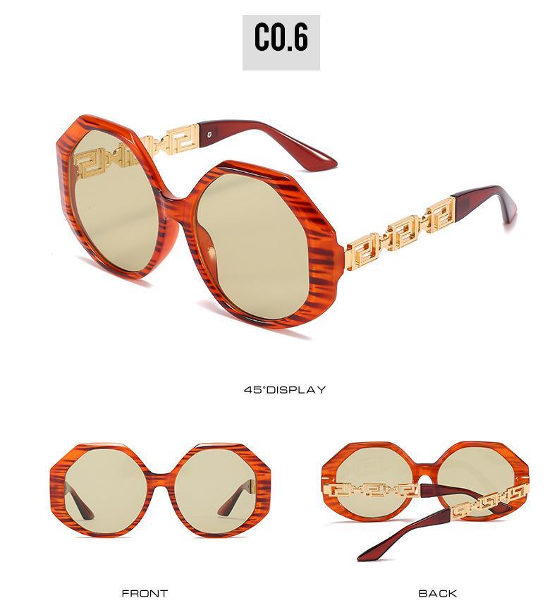 Oversized Hexagon Sunglasses Vintage Geometric Frame