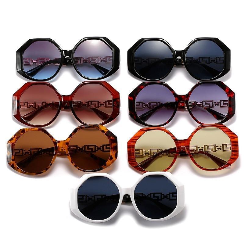 Oversized Hexagon Sunglasses Vintage Geometric Frame