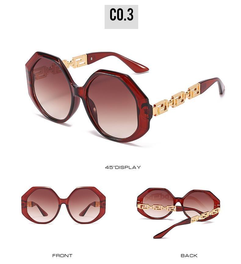 Oversized Hexagon Sunglasses Vintage Geometric Frame