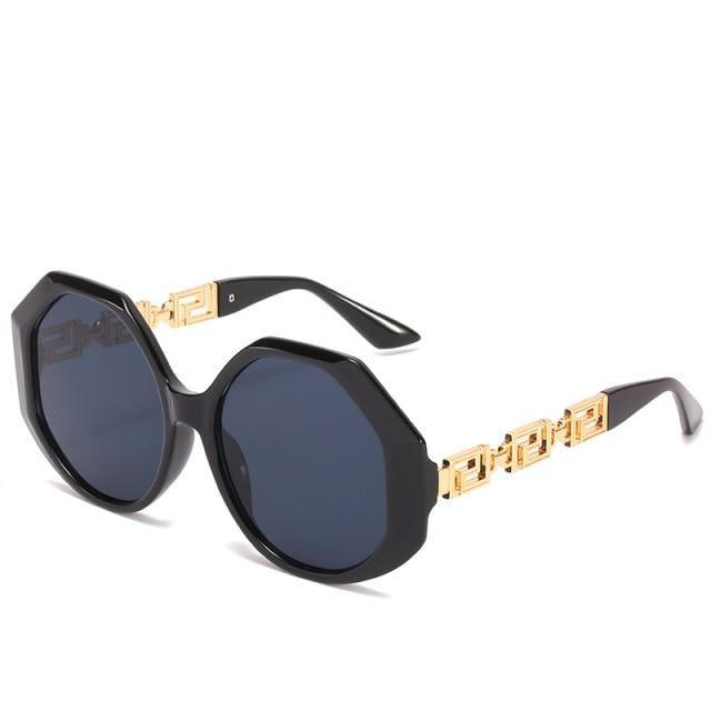Oversized Hexagon Sunglasses Vintage Geometric Frame