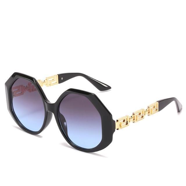 Oversized Hexagon Sunglasses Vintage Geometric Frame