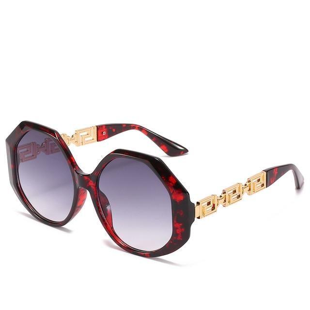Oversized Hexagon Sunglasses Vintage Geometric Frame