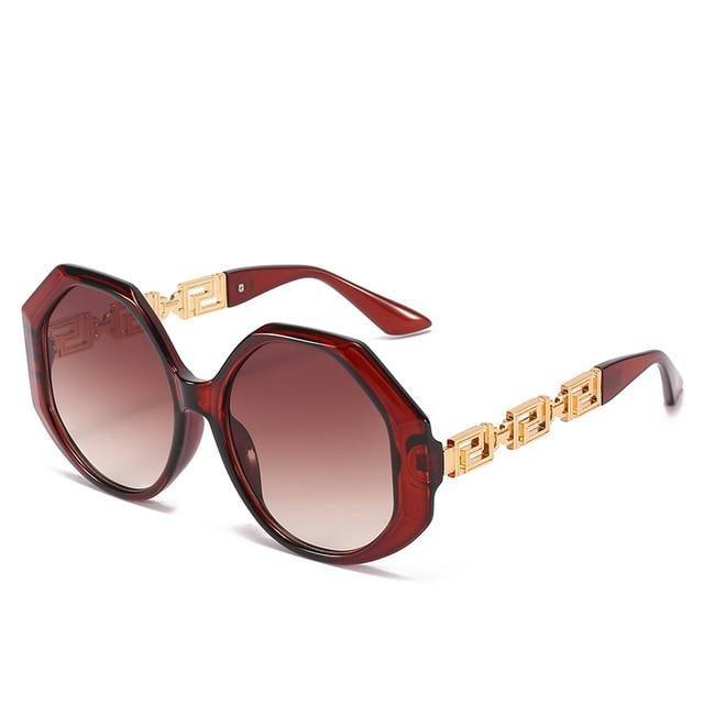 Oversized Hexagon Sunglasses Vintage Geometric Frame