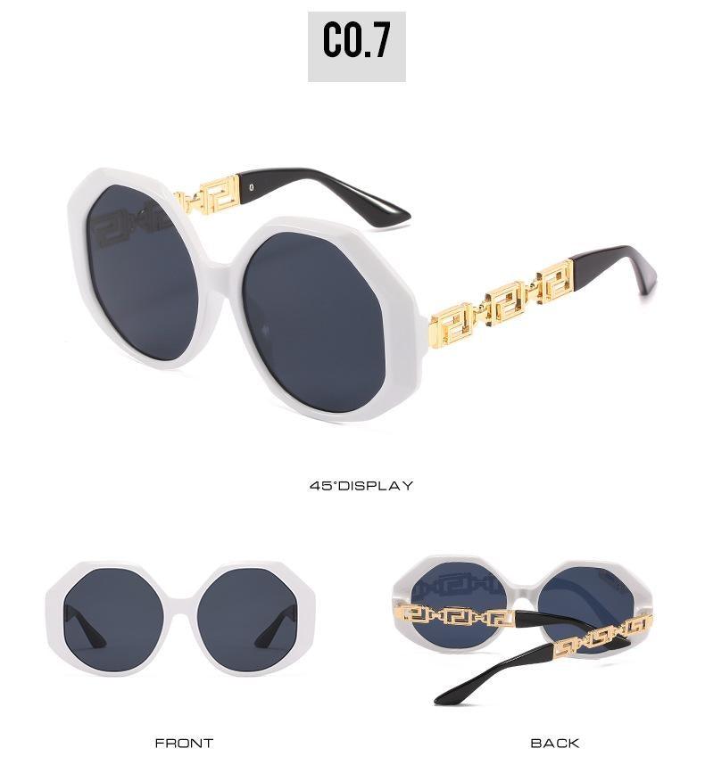 Oversized Hexagon Sunglasses Vintage Geometric Frame