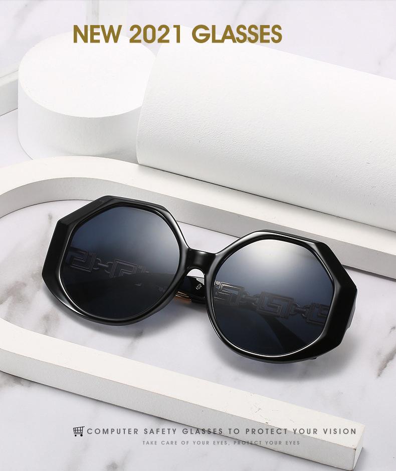 Oversized Hexagon Sunglasses Vintage Geometric Frame