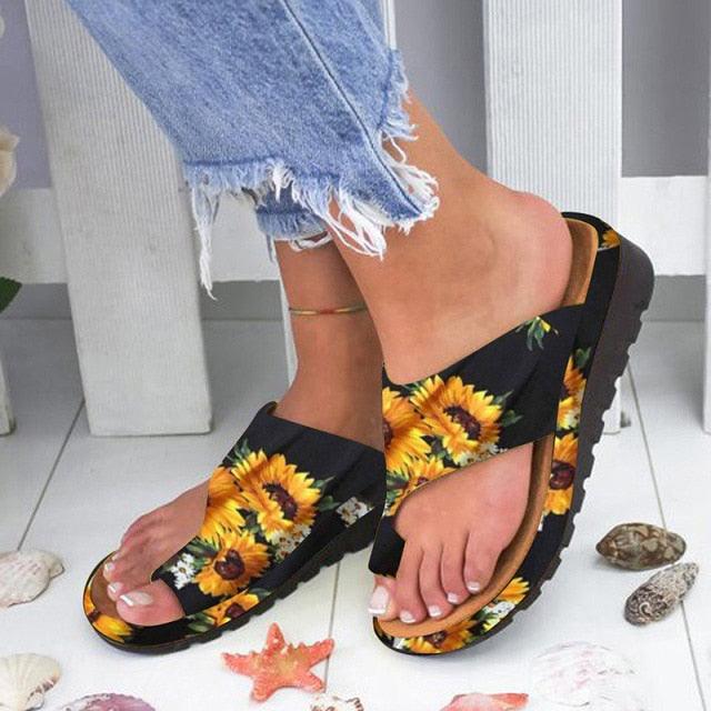 Women’s Leather Platform Toe-Ring Sandals - Comfy Casual Beach Shoes