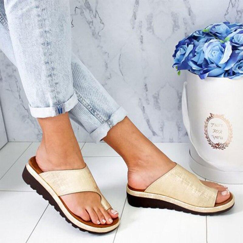 Women’s Arch Support Platform Sandals - Casual Strappy Walking Slides