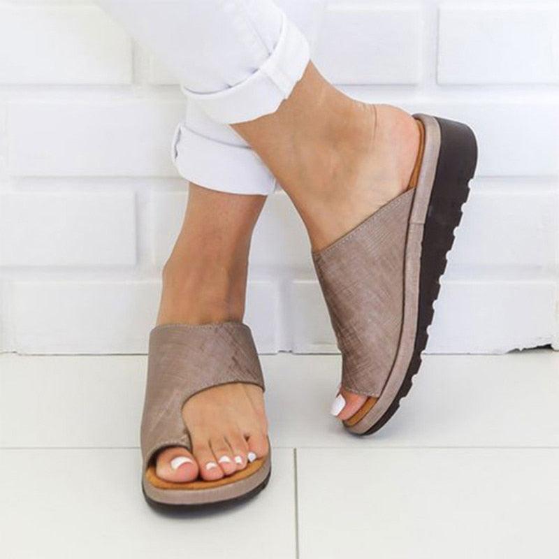 Women’s Arch Support Platform Sandals - Casual Strappy Walking Slides