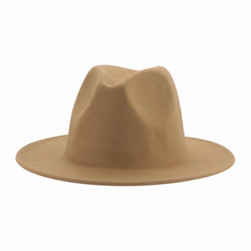 Unisex Wide Brim Fedora Hat - Retro Vintage Brown Formal Fedora