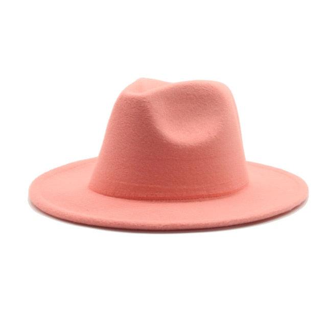 Unisex Wide Brim Fedora Hat - Retro Vintage Brown Formal Fedora