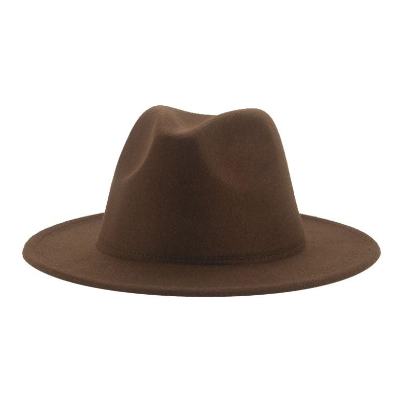 Unisex Wide Brim Fedora Hat - Retro Vintage Brown Formal Fedora