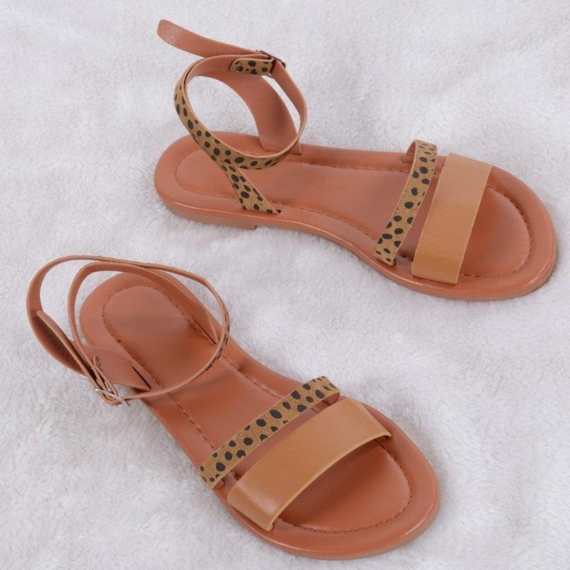 Women's Luxury Leather Party Sandals with Buckle Straps Summer Shoe