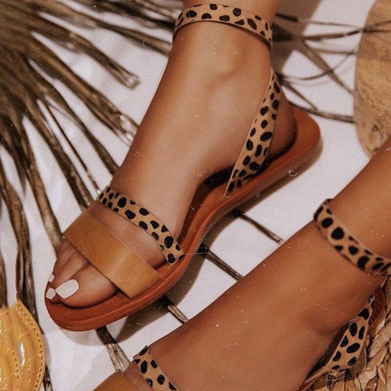 Women's Luxury Leather Party Sandals with Buckle Straps Summer Shoe