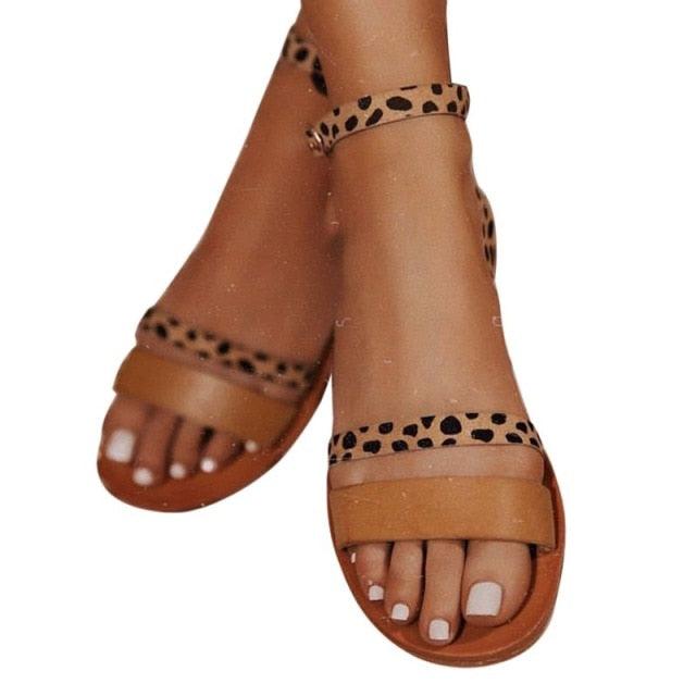 Women's Luxury Leather Party Sandals with Buckle Straps Summer Shoe
