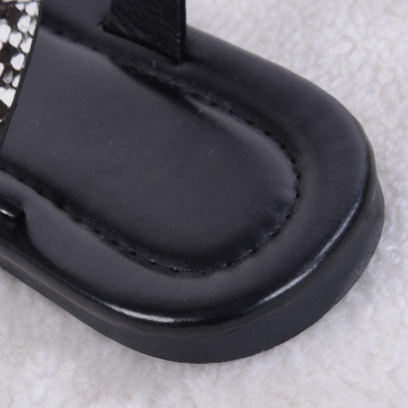 Women's Luxury Leather Party Sandals with Buckle Straps Summer Shoe