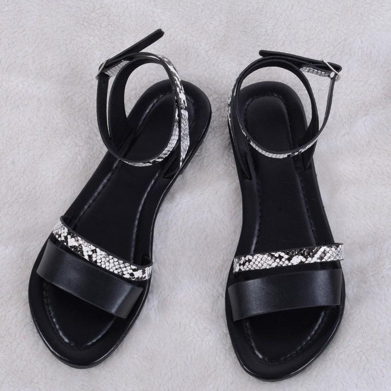 Women's Luxury Leather Party Sandals with Buckle Straps Summer Shoe