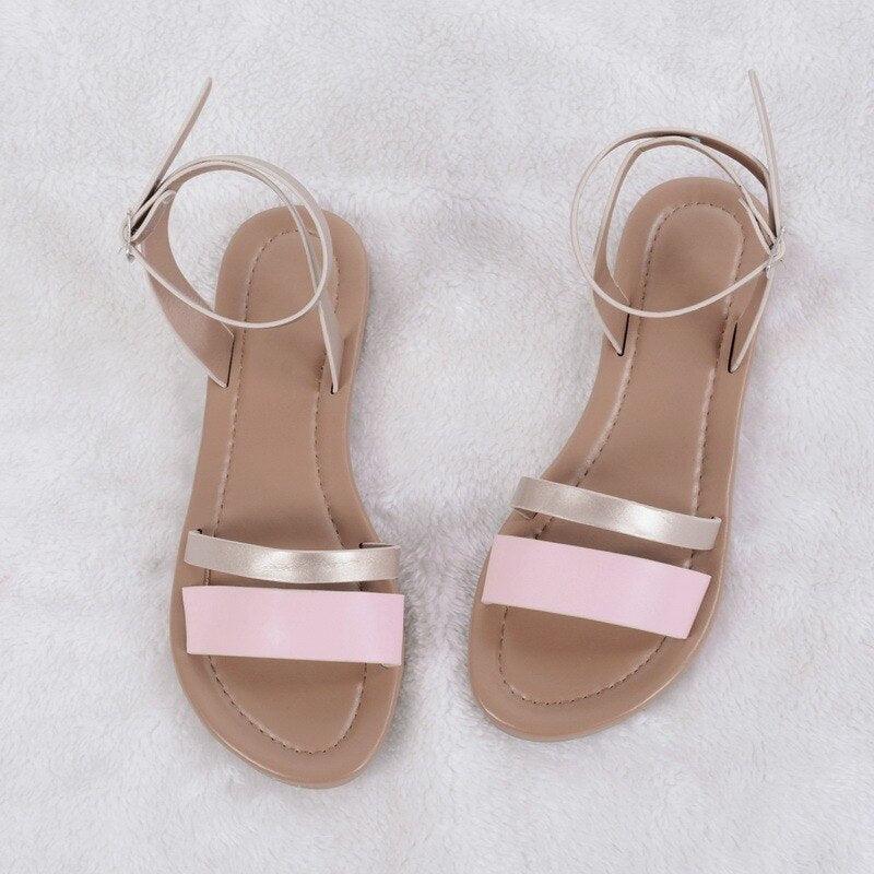 Women's Luxury Leather Party Sandals with Buckle Straps Summer Shoe