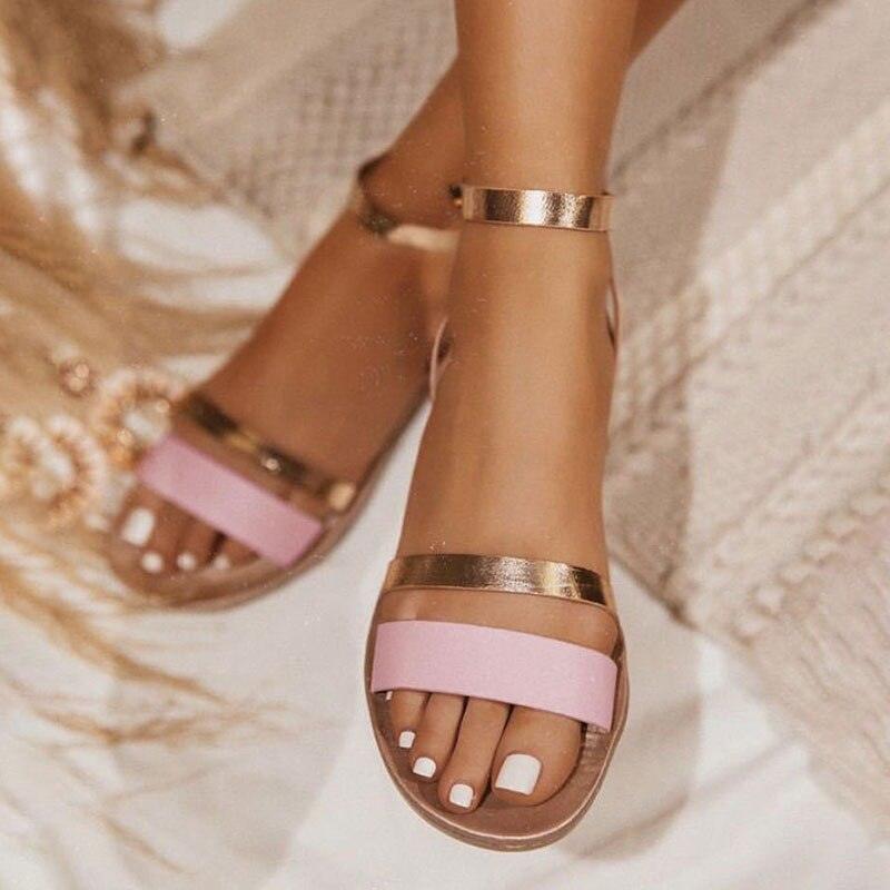 Women's Luxury Leather Party Sandals with Buckle Straps Summer Shoe