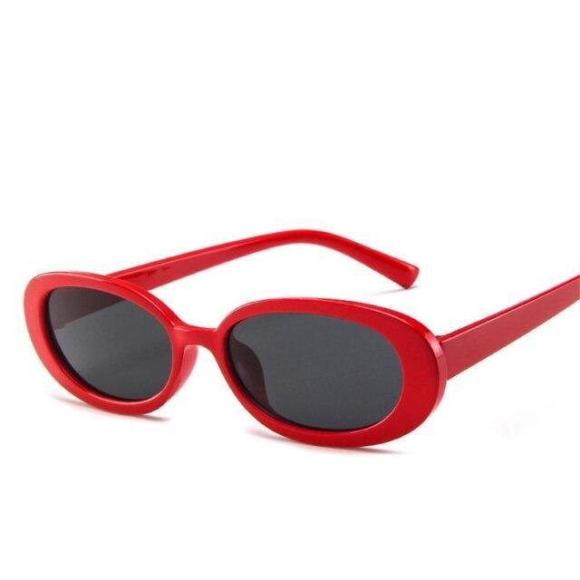 Pink Oval Retro Sunglasses - Slim Narrow Frame Eyewear