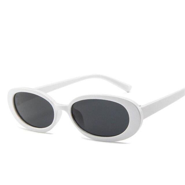 Pink Oval Retro Sunglasses - Slim Narrow Frame Eyewear
