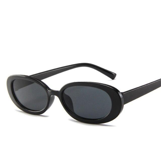 Pink Oval Retro Sunglasses - Slim Narrow Frame Eyewear