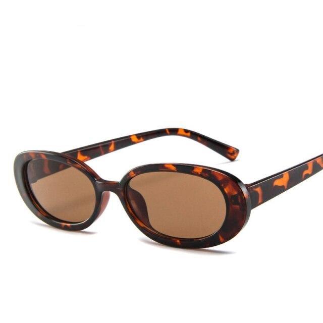 Pink Oval Retro Sunglasses - Slim Narrow Frame Eyewear